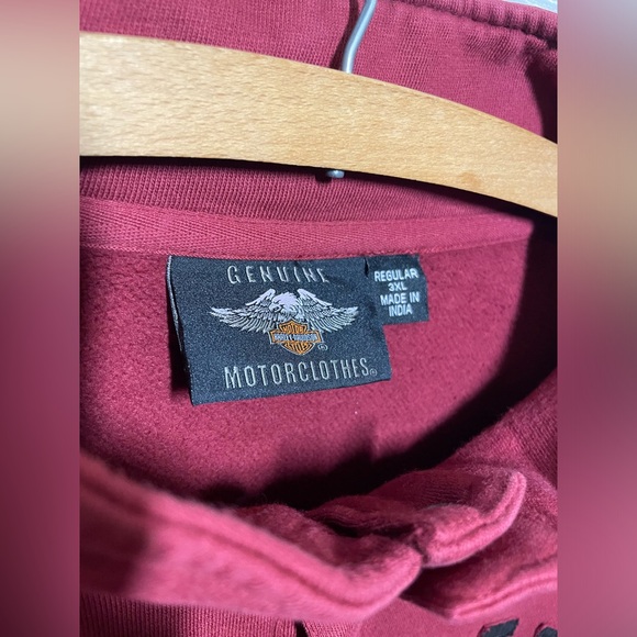Harley Davidson Mens 3XL Long Sleeve Pullover Sweatshirt Dark Red - Picture 4 of 5